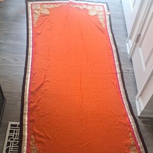 Orange Embellished Saree with Gold Accents